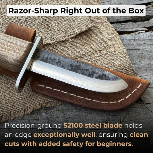 Beginner’s Woodcarving Knife with Leather Sheath, 6 cm (2.36 inches)