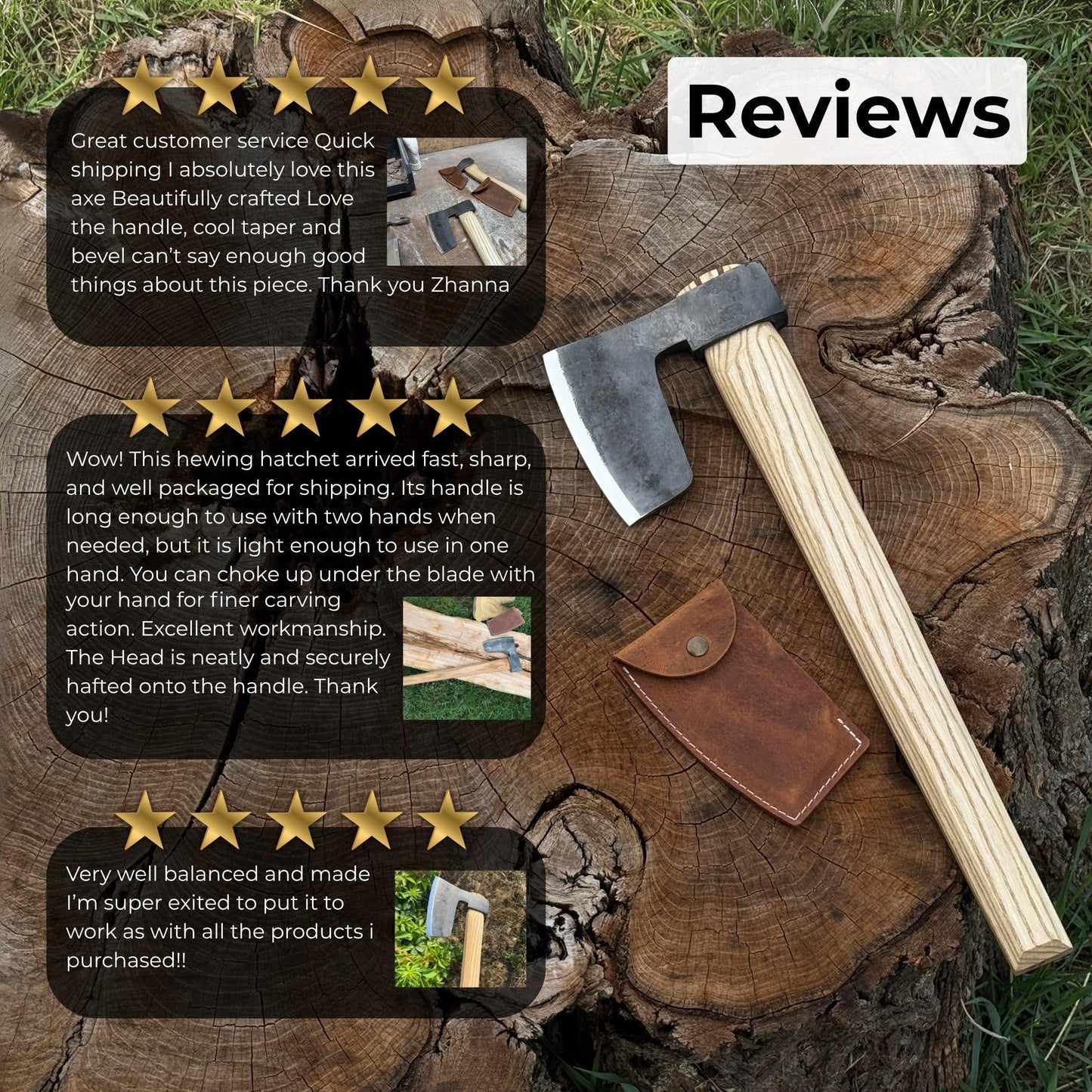 Hand-Forged Carpenter's Axe with Leather Sheath, 0.84 kg (1.85 lb)