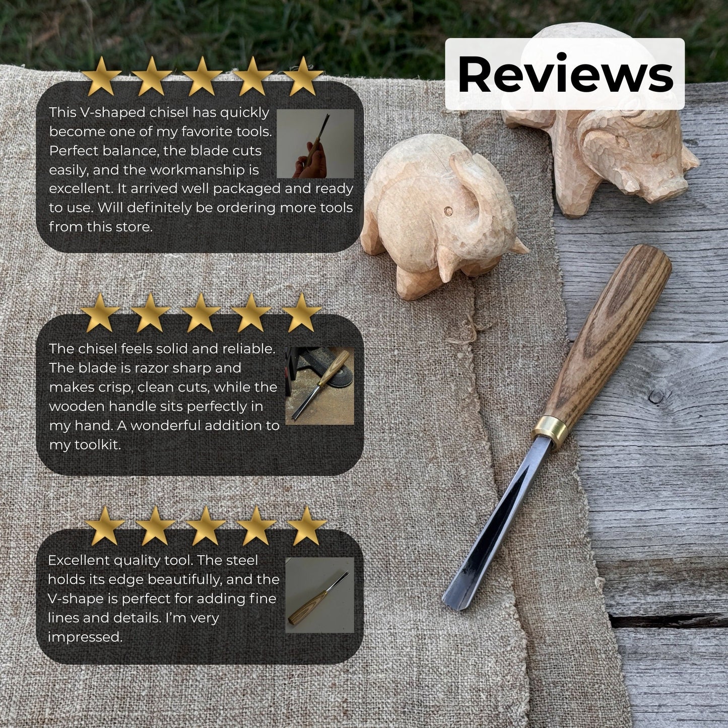 V-Parting Chisel 60 Degree, Blade 8 mm (0.31 inches)