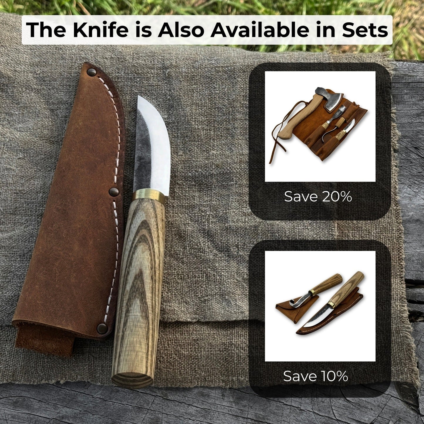 Whittling Sloyd Knife with Leather Sheath, 7.5 cm (2.95 inches) Blade