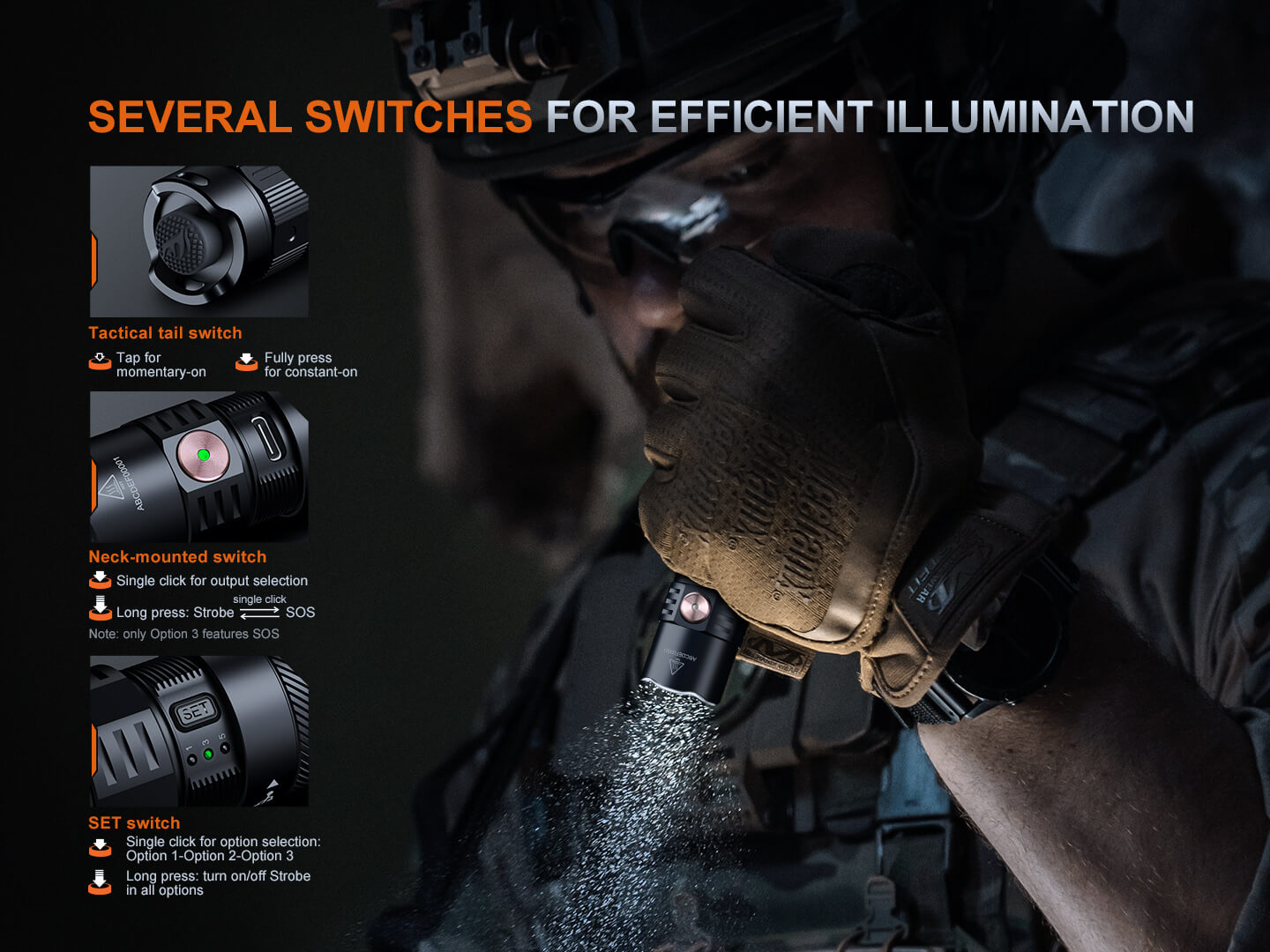 Fenix PD35R ACE Multi-mode Tactical Flashlight + FREE CL01 Mini Lantern