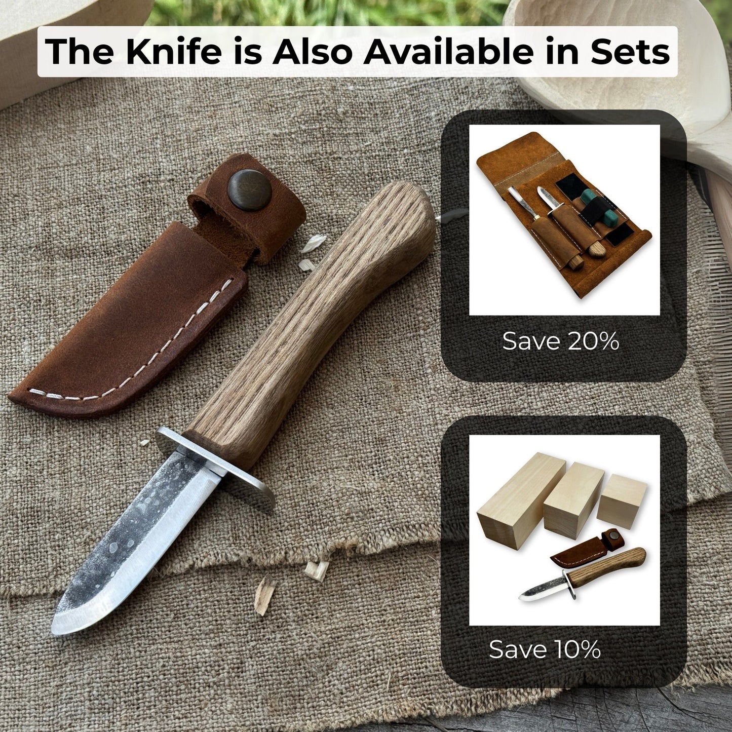 Beginner’s Woodcarving Knife with Leather Sheath, 6 cm (2.36 inches)