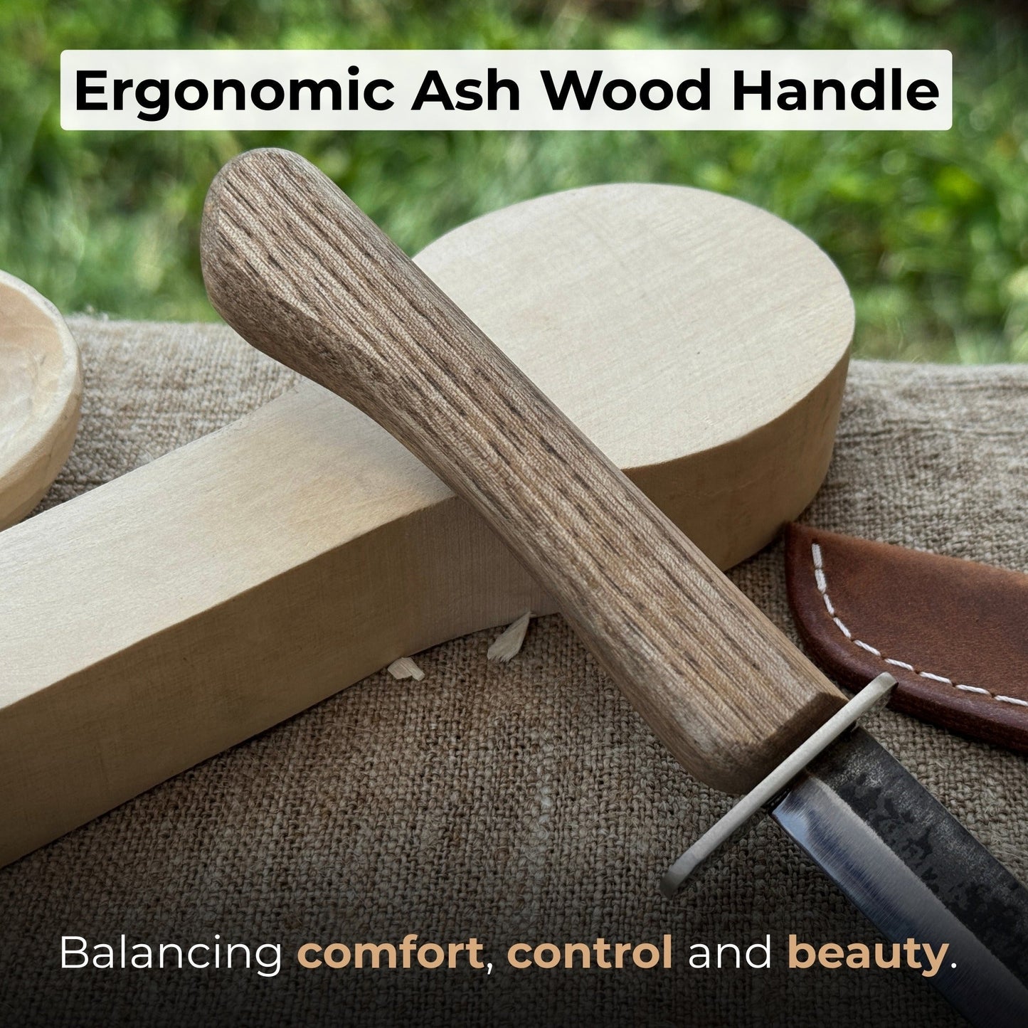 Beginner’s Woodcarving Knife with Leather Sheath, 6 cm (2.36 inches)