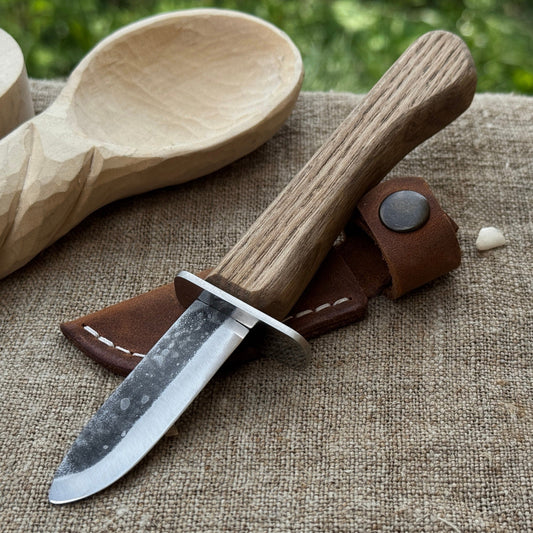 Beginner’s Woodcarving Knife with Leather Sheath, 6 cm (2.36 inches)